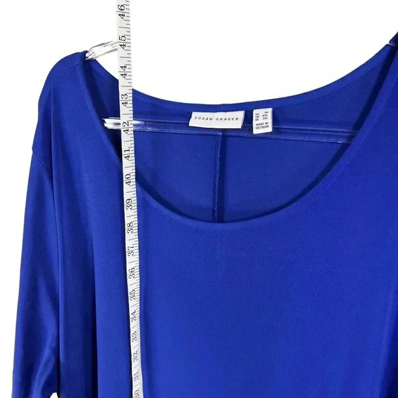 Susan Graver Womens 3X Midi Blue Liquid Knit Jersey Shift Dress Vacation Hiking - Picture 9 of 15